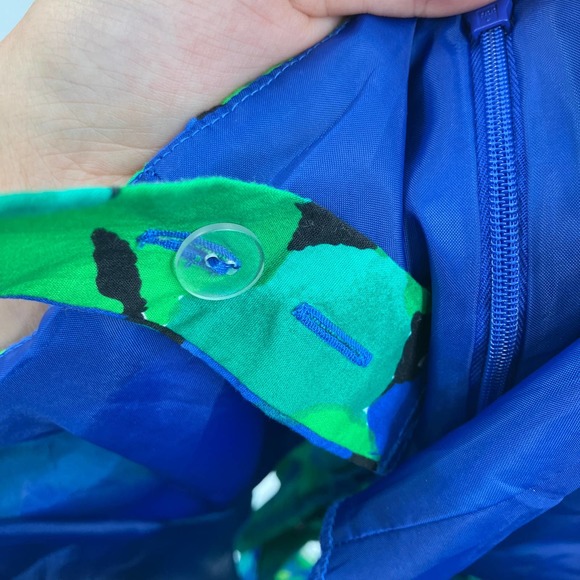 Cato Plus Size Blue Green Floral Zip A Line Adjustable Straps Cotton Sundress - Picture 6 of 7